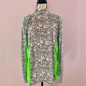 Men’s Mojo Gray and Green Quarter-Zip Pullover Size Large